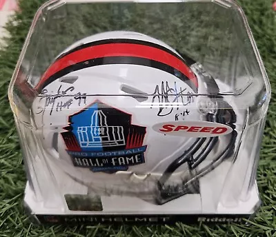 Lawrence Taylor & Michael Strahan Autographed Giants HOF Mini Helmet Signed COA  • $325