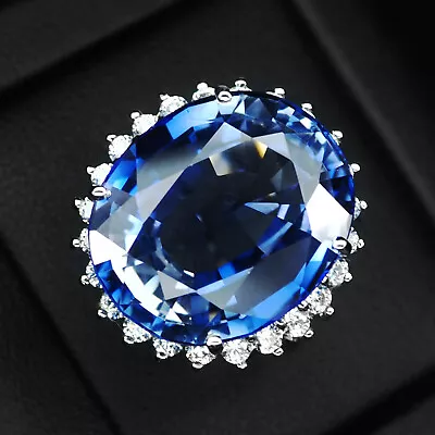 Striking Cornflower Blue Sapphire 32.10Ct 925 Sterling Silver Handmade Rings • $52.99