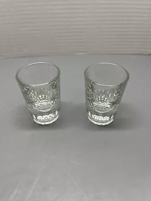 Set Of Vintage 3in Double Shot Glasses  Heavy Glass W/beveled Bottoms • $15.99