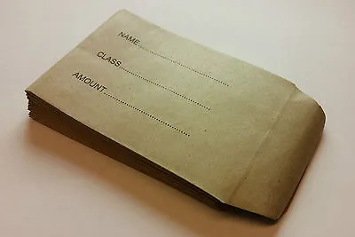 Childrens School Dinner Money/ Trip Envelopes Small Brown Wages Petty Cash Kids • £116.98