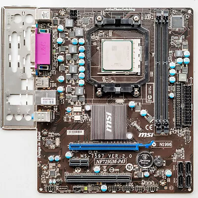 MSI NF725GM-P43 AM3 Motherboard MicroATX DDR3 GeForce 7025 AMD Athlon II X2 240e • $47