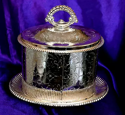 Queen Anne Silver Plated Biscuit Barrel Having Hinged Lid With Die Cast Handle • £28