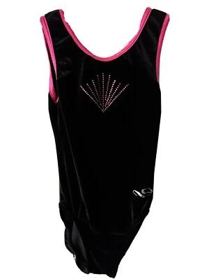 $15 • Buy Leotard Black Pink Glitter Rhinestones Youth Large Good Condition