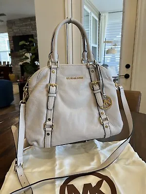 NWT Michael Kors Bedford Large Bowling Satchel Vanilla Cream Beige White Leather • $169.50