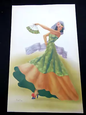 Vintage 1940 Print Telo Mexican Spanish Flamenco Dancer Pinup  • $20