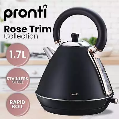 Pronti 1.7L Rose Trim Collection Kettle - Black • $79.95