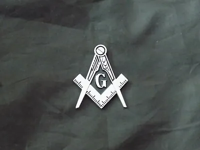 Master Mason Square Compass Car Emblem 2  Masonic Adhesive Freemason Silver NEW • $8.89