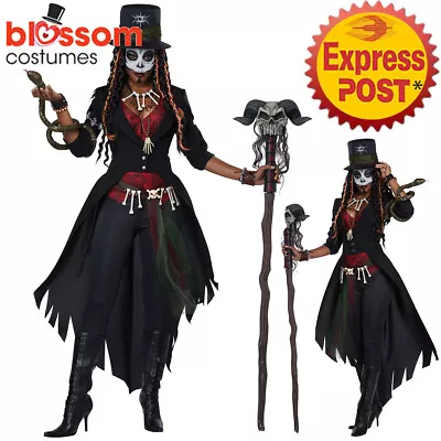 CA709 Voodoo Magic Witch Doctor Ritual Skeleton Day Of The Dead Womens Costume • $70.03