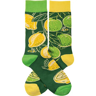 Lemon & Lime Green And Yellow Unisex Fun Socks • $10.95