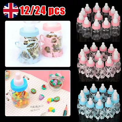 12/24X Fillable Candy Bottles  Box Baby Shower Baptism Party Christening New • £4.29