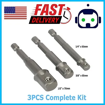 Socket Adapter Set Hex Shank To 1/4  3/8  1/2  Impact Driver Drill 3 Pcs Color • $4.95