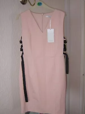 Bnwt! Michelle Keegan Light Pink & Black Tie Dress Size 14 • £4