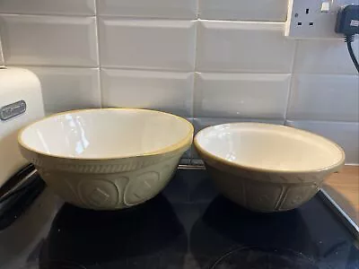 X2 Vintage English Mixing Bowls 9” & Grip Stand 11” • £8