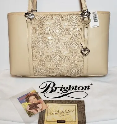 Brighton Masterpiece Brussels Lace Logan 3d Leather Lace Shoulder Bag Nwt $200 • $301.81