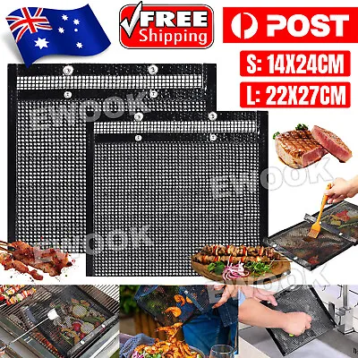 BBQ Grilling Mesh Reusable Bag Outdoor Camping Barbecue Grill Mats Cooking Pads • $6.45