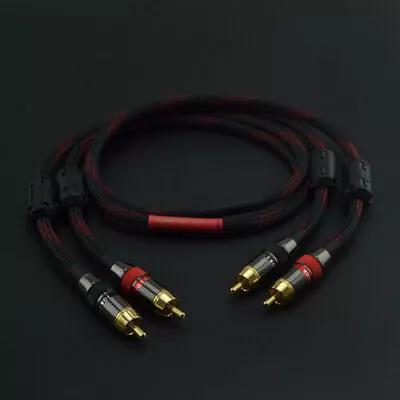 Hi-Fi Copper Stereo 2×RCA To 2×RCA Male Audio Signal Cable Amplifier Video Cord • $28.02