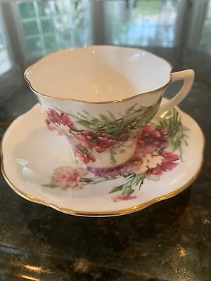 Vintage  English Tea Cup And Saucer Bone China Pink Floral • $11.50