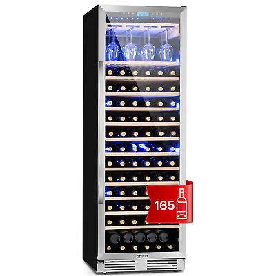 £1112.49 • Buy Wine Fridge Cooler Refrigerator 425 L 165  Bottles Glass Door LED Light Black
