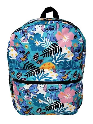 Lilo & Stitch 16  Backpack All-Over Print Flowers Pineapples W/ Front Pocket • $19.99