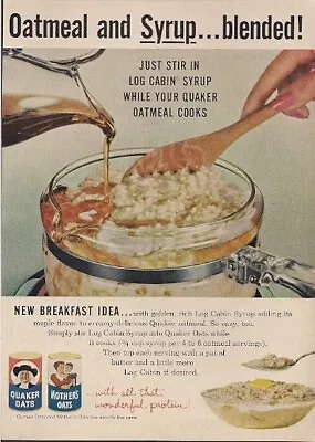 Quaker Oatmeal Log Cabin Syrup Blended Flavor 1959 Vintage Ad Quaker Oatmeal  • $6.80