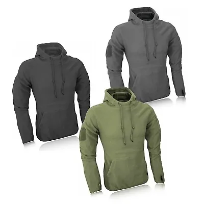 Tactical Mens Hoodie Warm Fleece Jumper Hoody Army Security Polar Sweater Black • £16.99