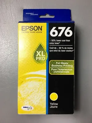 Genuine Epson T676XL420 DURABrite Ultra 676 Inkjet Cartridge Yellow 01/2018 • $10.89