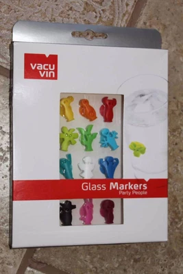 $4.99 • Buy Vacu Vin Party People Wine Glass & Drink Markers / Charms - Set Of 12 Cute