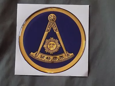 Masonic 3  Gel Car Emblem Past Master Mason Without Square Blue Fraternity NEW! • $8.89