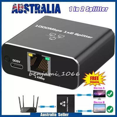 Ethernet Splitter 1 In 2 Out LAN/Internet Cable Splitter RJ45 Network Connector • $19.59