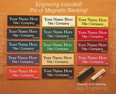 Custom Engraved 1x3 Name Tag | Employee ID Badge With Pin Or Magnetic Backing • $13.99