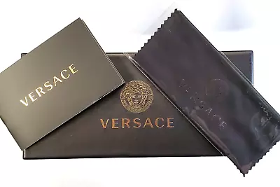 VERSACE Gold Logo Sunglasses Eyeglasses BOX Cloth & Booklet NO GLASSES • $5