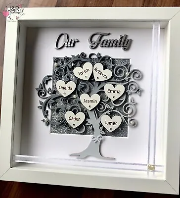 Personalised 3D Box Frame Family Tree Gift Unique Keepsake Home Art Decor • £28.99