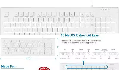 IMac Wired Full Size USB Mac Keyboard With Numeric Keypad White PC Keys • $25.28