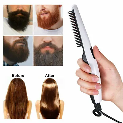 Beard Straightener Comb Quick Heated Brush Styler For Mens Pro Hair Electric New • $9.49