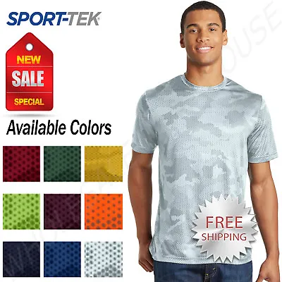 Sport-Tek Mens Dry Fit Camo Moisture Wicking Performance Workout T-Shirt M-ST370 • $13.51