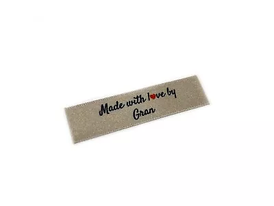 Made With Love By Gran Labels In Silver - Flat 15x50 - 40 Pack - Sew On • £9.99