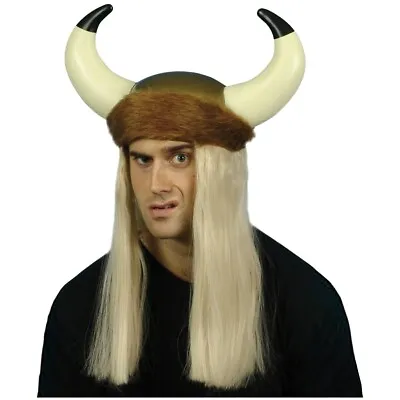 Viking Helmet With Hair Funny Adult Costume Accessory Hat Fancy Dress • $20.11