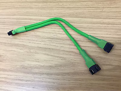 Shakmods 3 Pin Fan Y Splitter 20cm Green Sleeved Extension Cable UK First Class • $4.97