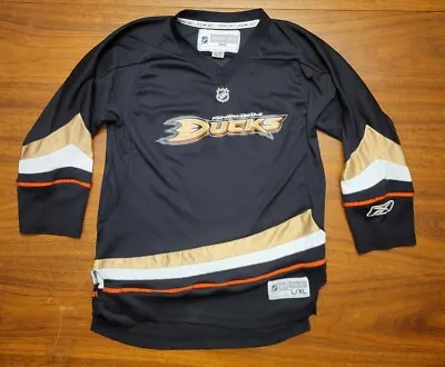 Reebok Anaheim Ducks Boys Youth Ice Hockey Team NHL Home Jersey Size L/XL Black • $25