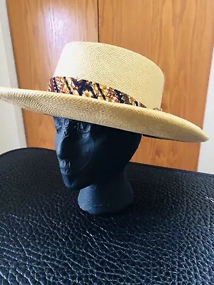 Churchill LTD Straw Hat FAH Ecuadorian Panama Hat  7 3/8 • $69.99