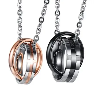 Interlocking Ring His And Hers Matching Promise Eternal Love Couple Necklace • $5.99