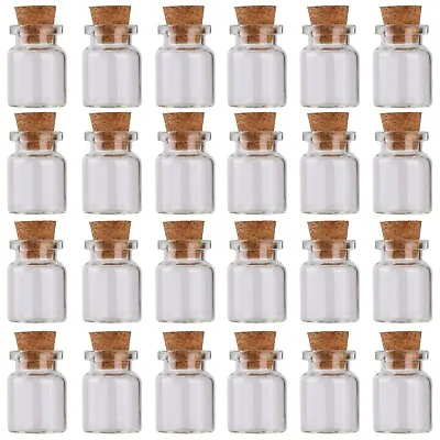 24 5ml Glass Bottles With Cork Stoppers Mini Vials Small Jars For Art Crafts • $14.99