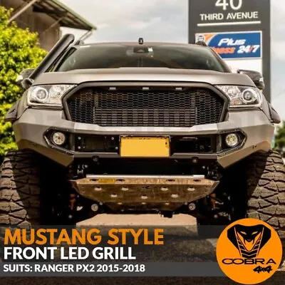 Front Mesh Grill Mustang Style LED Matte Black Fits Ford Ranger PX2 2015 - 2018 • $235