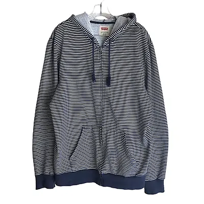 Levi's Men's Hoodie Jacket XL Blue Striped Full Zip Long Sleeve Active Outdoor • $38.70