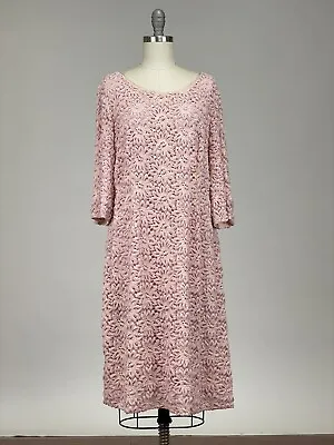 1960s Vintage Pink Lace Beaded Evening Gown With Heavy Glass Beads AS IS • $225