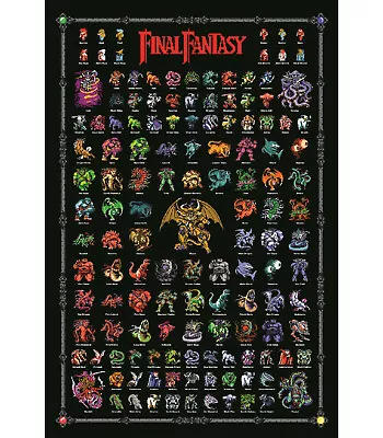 Final Fantasy 1 Retro NES Style Poster 4 Fiends Chaos Monsters And Heroes FF1 • $24.99
