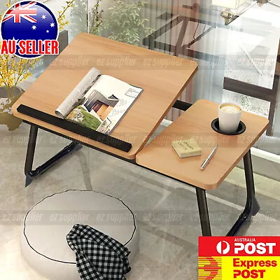 Foldable Laptop Stand Desk Table Tray Bed Study Cup Slot Portable Adjustable HOT • $25.99