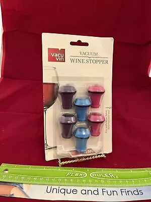 Vacu Vin Wine Saver Vacuum Stoppers Set Of 6– Blue/Pink/Purple • £10.38