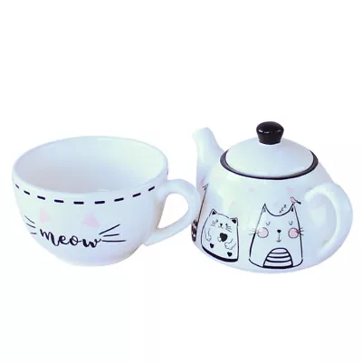  Porcelain Teapot With Infuser Japanese Kettle Cat Cup Coffee • £26.18