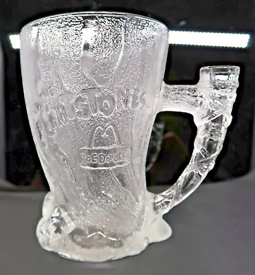 McDonalds Flintstones Glass Mug Frosted Mammoth RocDonalds 1993 Vintage • $9.76